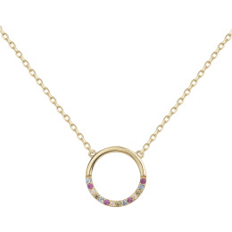 Collier plaqué or et 14 oxydes multicolore motif rond by Stauffer 66700080