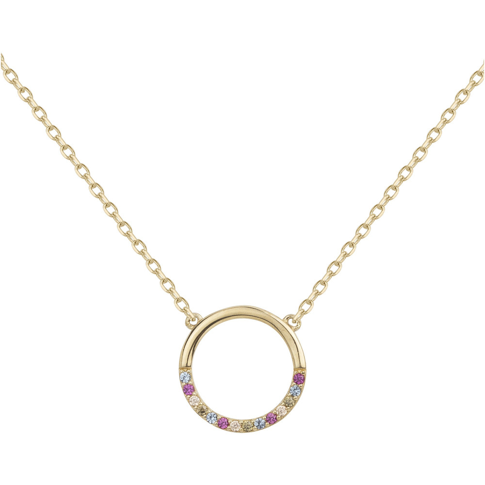 Collier plaqué or et 14 oxydes multicolore motif rond by Stauffer 66700080