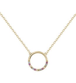Collier plaqué or et 14 oxydes multicolore motif rond by Stauffer 66700080