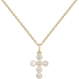 Collier plaqué or et 6 oxydes de zirconium, motif croix by Stauffer 66700091