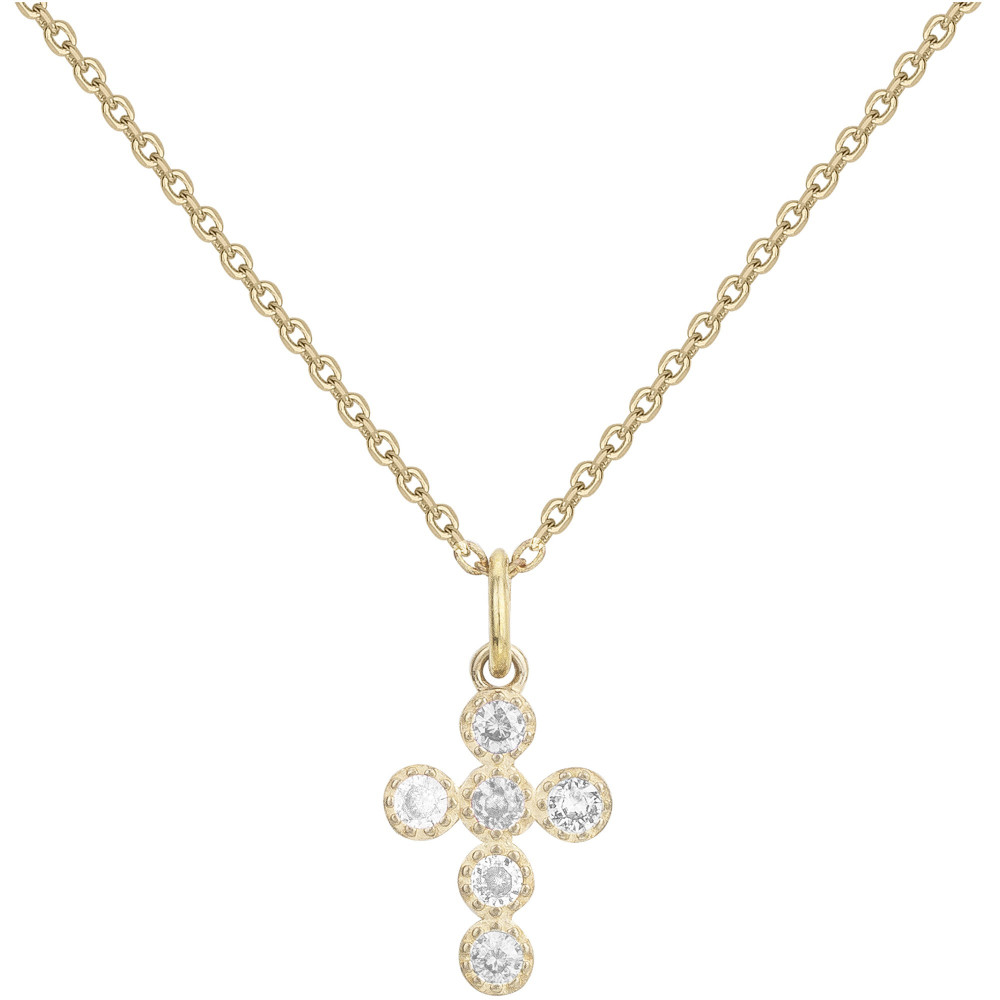 Collier plaqué or et 6 oxydes de zirconium, motif croix by Stauffer 66700091