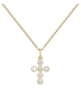 Collier plaqué or et 6 oxydes de zirconium, motif croix by Stauffer 66700091