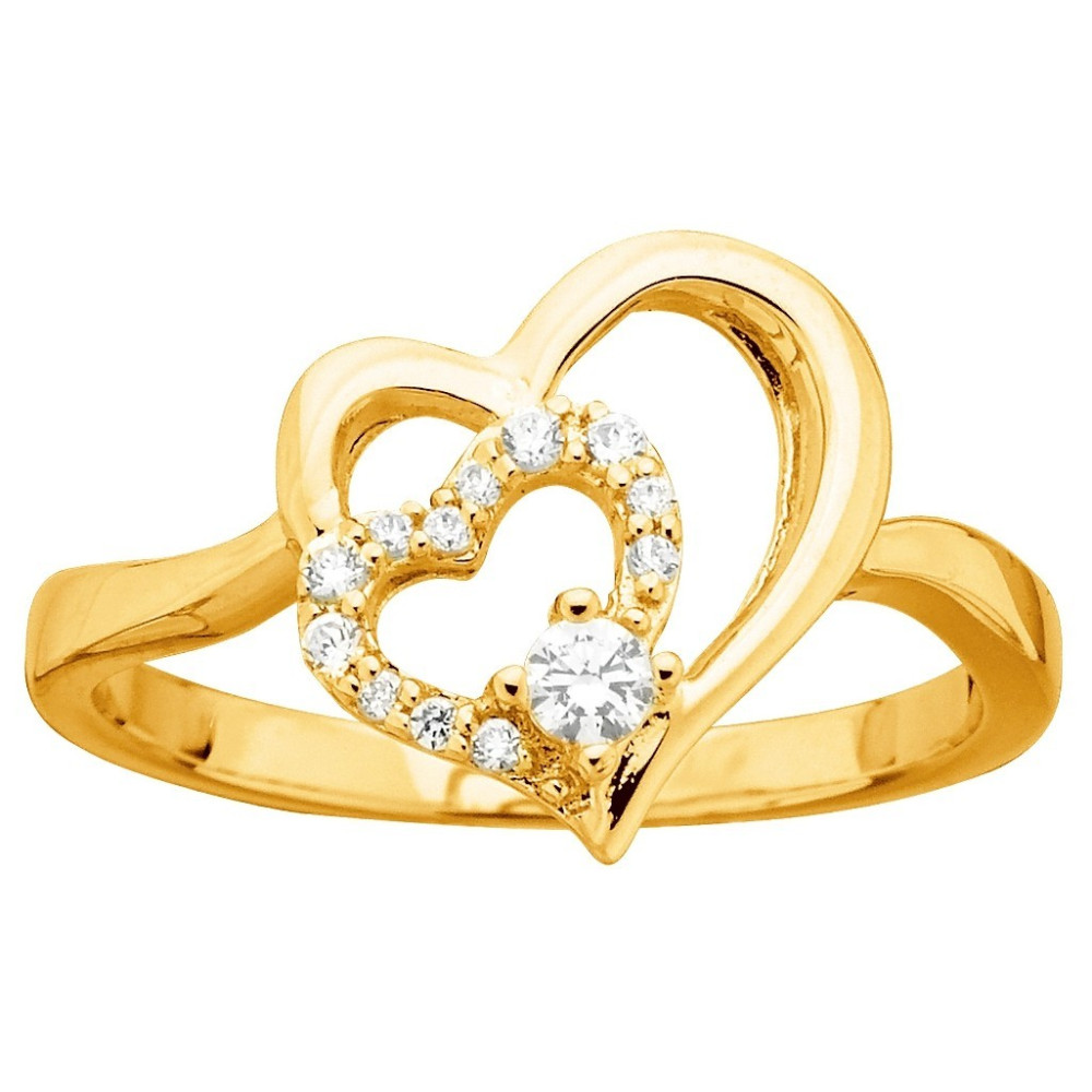 Bague plaqué or et 13 oxydes de zirconium, motif coeur by Stauffer Ref. 76100087