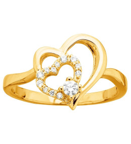 Bague plaqué or et 13 oxydes de zirconium, motif coeur by Stauffer Ref. 76100087