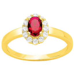 Bague Plaqué Or, 1 spinelle rouge et oxydes de zirconium by Stauffer Ref. 76100177