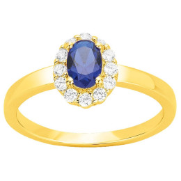Bague Plaqué Or, spinelle bleue et oxydes de zirconium by Stauffer