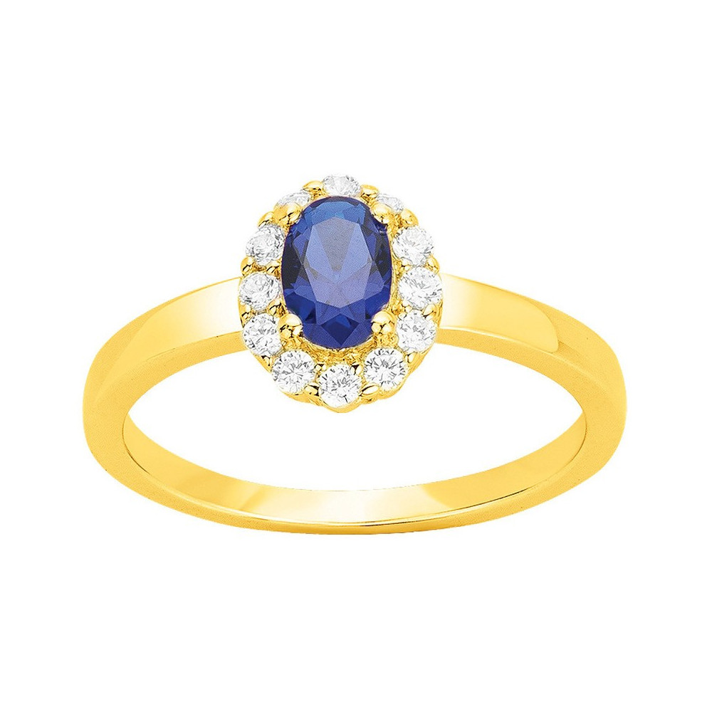 Bague Plaqué Or, spinelle bleue et oxydes de zirconium by Stauffer