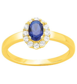 Bague Plaqué Or, spinelle bleue et oxydes de zirconium by Stauffer