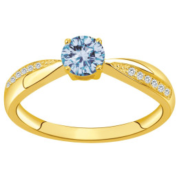 Bague Plaqué Or, 1 spinelle bleue topaze et oxydes de zirconium by Stauffer Ref. 76100192