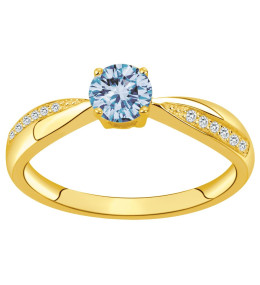 Bague Plaqué Or, 1 spinelle bleue topaze et oxydes de zirconium by Stauffer Ref. 76100192