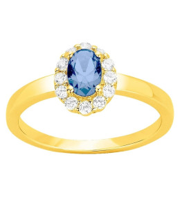 Bague Plaqué Or, 1 spinelle bleue topaze et oxydes de zirconium by Stauffer Ref. 76100193