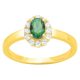 Bague Plaqué Or, 1 spinelle verte et oxydes de zirconium by Stauffer Ref. 76100194