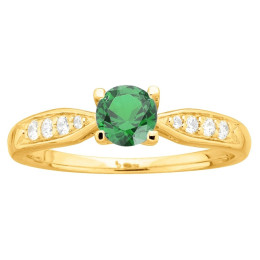 Bague Plaqué Or, 1 spinelle verte et oxydes de zirconium by Stauffer Ref. 76100195