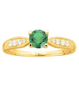 Bague Plaqué Or, 1 spinelle verte et oxydes de zirconium by Stauffer Ref. 76100195