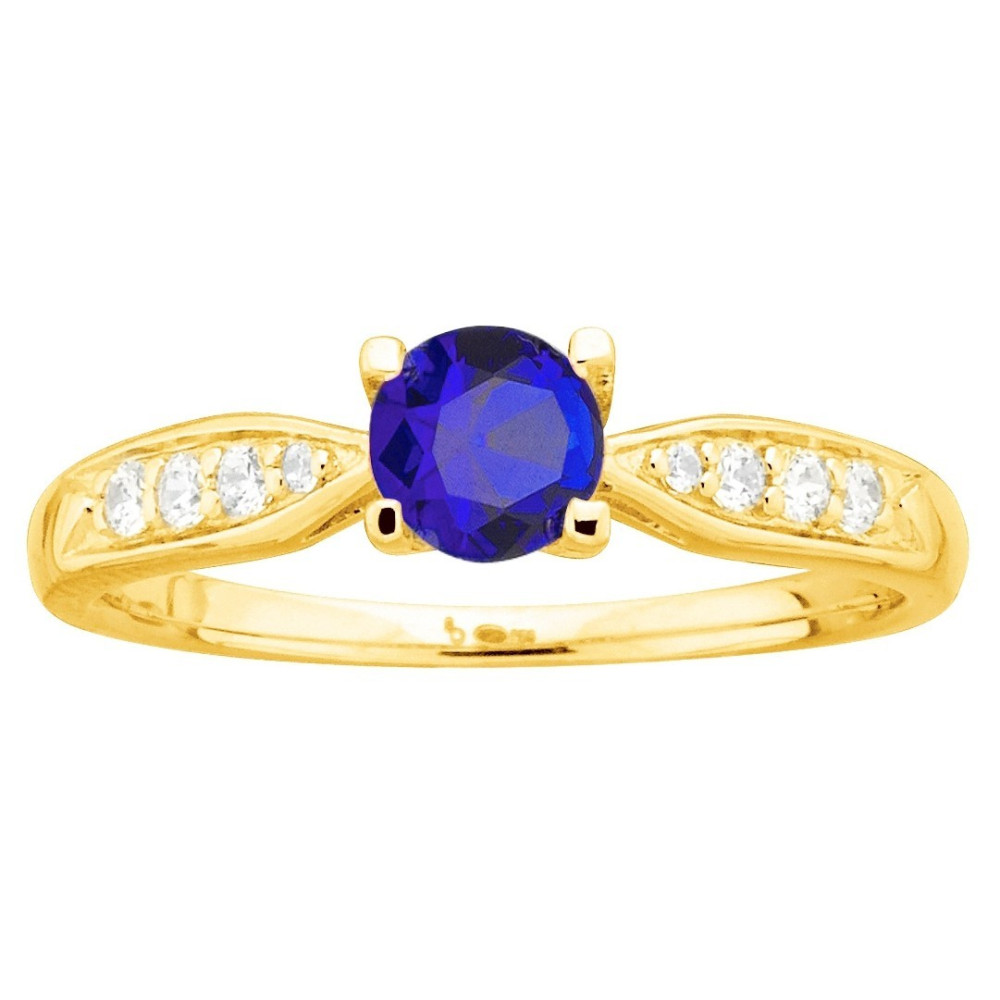 Bague Plaqué Or, 1 spinelle bleue et oxydes de zirconium by Stauffer Ref. 76100220