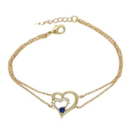 Bracelet plaqué or, 1 spinelle bleue et 16 oxydes, motif coeur by Stauffer 76300174
