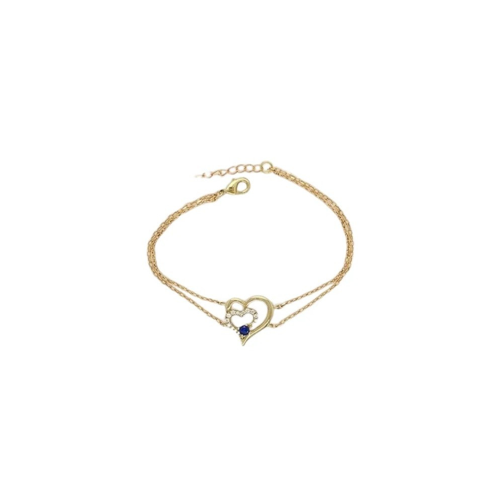 Bracelet plaqué or, 1 spinelle bleue et 16 oxydes, motif coeur by Stauffer 76300174 Bracelet plaqué or, 1 spinelle bleue et 16 oxydes, motif coeur by Stauffer 76300174