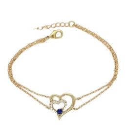 Bracelet plaqué or, 1 spinelle bleue et 16 oxydes, motif coeur by Stauffer 76300174