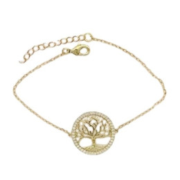 Bracelet plaqué or et 46 oxydes de zirconium, motif arbre de vie by Stauffer 76300180