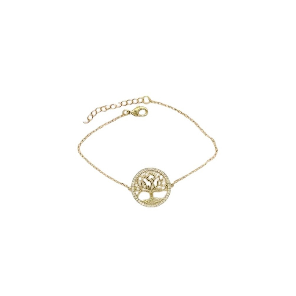 Bracelet plaqué or et 46 oxydes de zirconium, motif arbre de vie by Stauffer 76300180