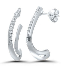 Les Boucles d'oreilles or gris 750/1000, diamants 0,10 carat, taille brillant by Stauffer