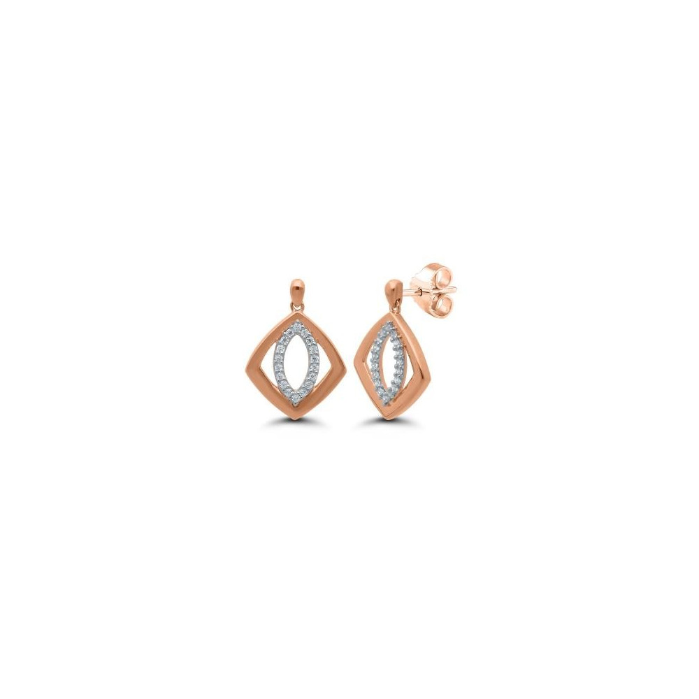 Les Boucles d'oreilles or bicolore 750/1000, diamants 0,14 carat, taille brillant by Stauffer