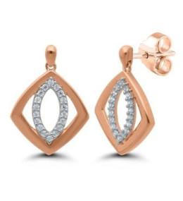 Les Boucles d'oreilles or bicolore 750/1000, diamants 0,14 carat, taille brillant by Stauffer