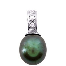 Le Pendentif argent 925/1000, Perle de culture teinté et oxydes de zirconiumby Stauffer