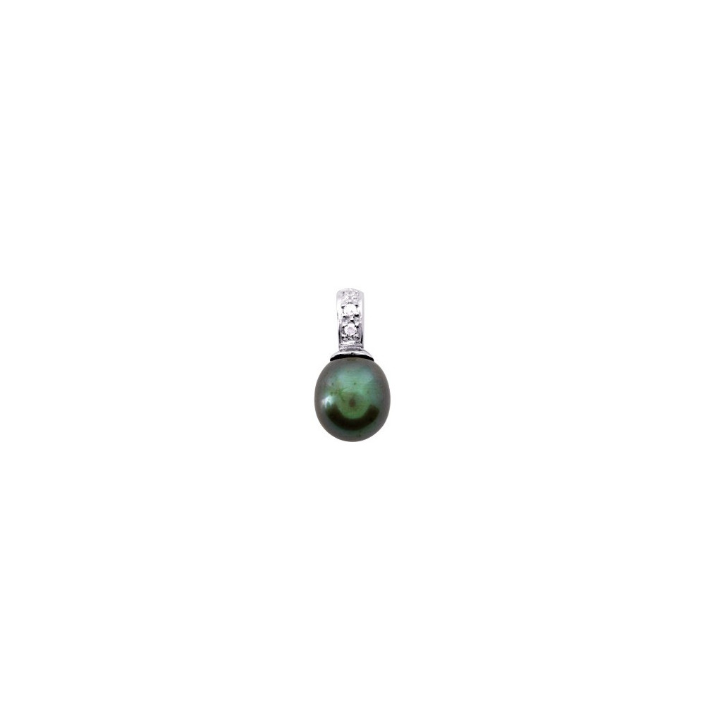 Le Pendentif argent 925/1000, Perle de culture teinté et oxydes de zirconiumby Stauffer