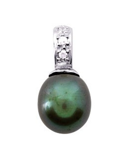 Le Pendentif argent 925/1000, Perle de culture teinté et oxydes de zirconiumby Stauffer