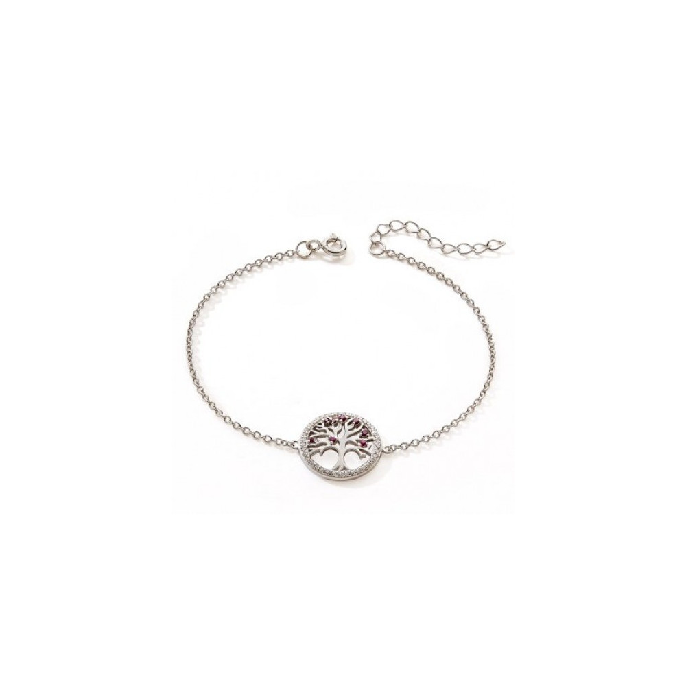 Le Bracelet argent 925/1000, arbre de vie et oxydes de zirconium by Stauffer