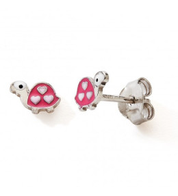 Les Boucles d'oreilles argent 925/1000, tortue laque by Stauffer