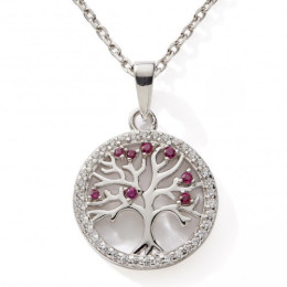 Le Collier argent 925/1000, arbre de vie et oxydes de zirconium by Stauffer