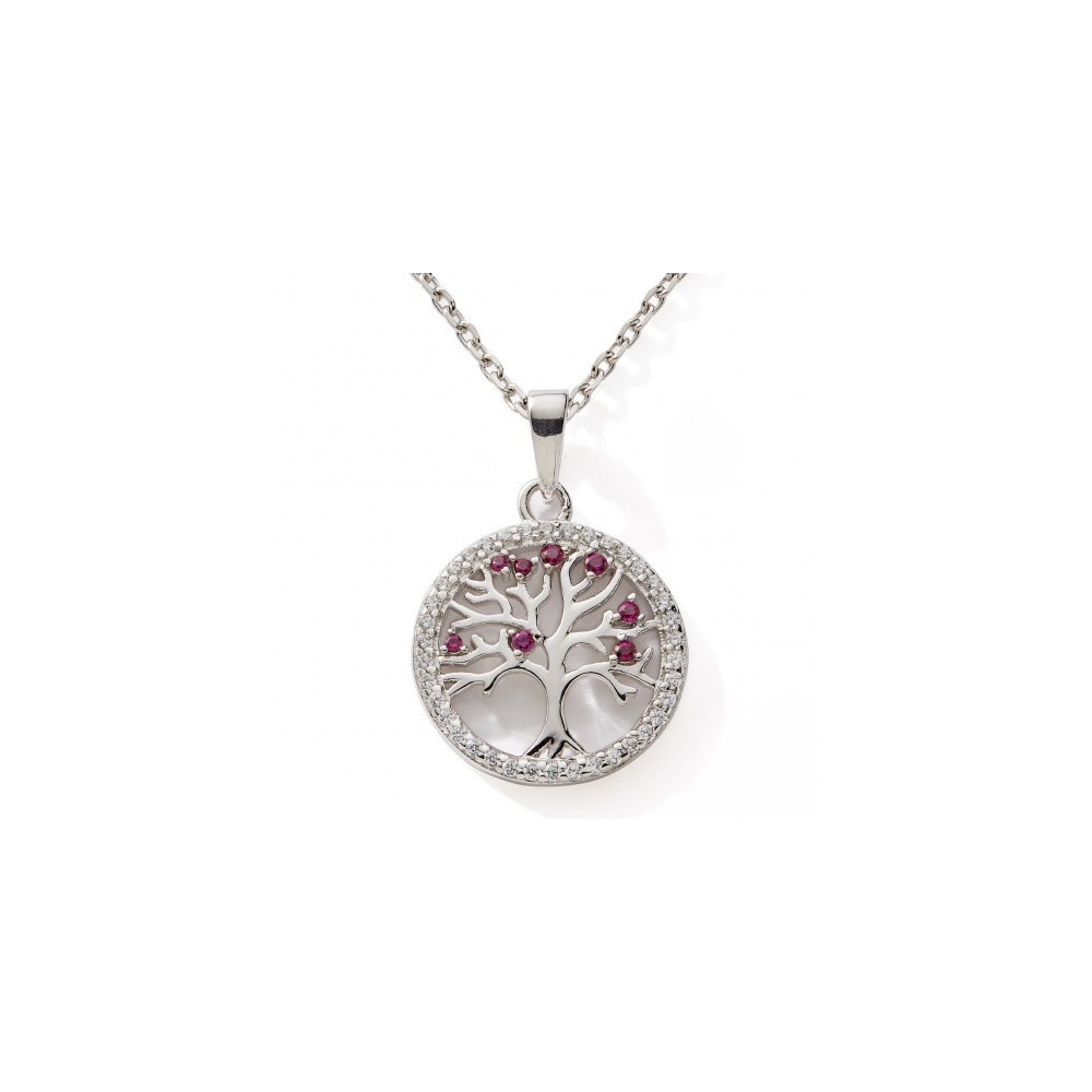 Le Collier argent 925/1000, arbre de vie et oxydes de zirconium by Stauffer