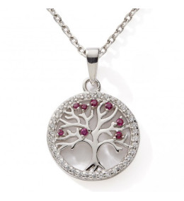 Le Collier argent 925/1000, arbre de vie et oxydes de zirconium by Stauffer