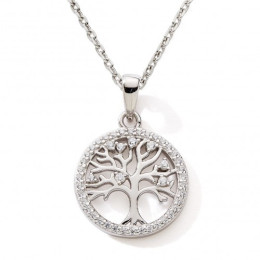 Le Collier argent 925/1000, arbre de vie et oxydes de zirconium by Stauffer