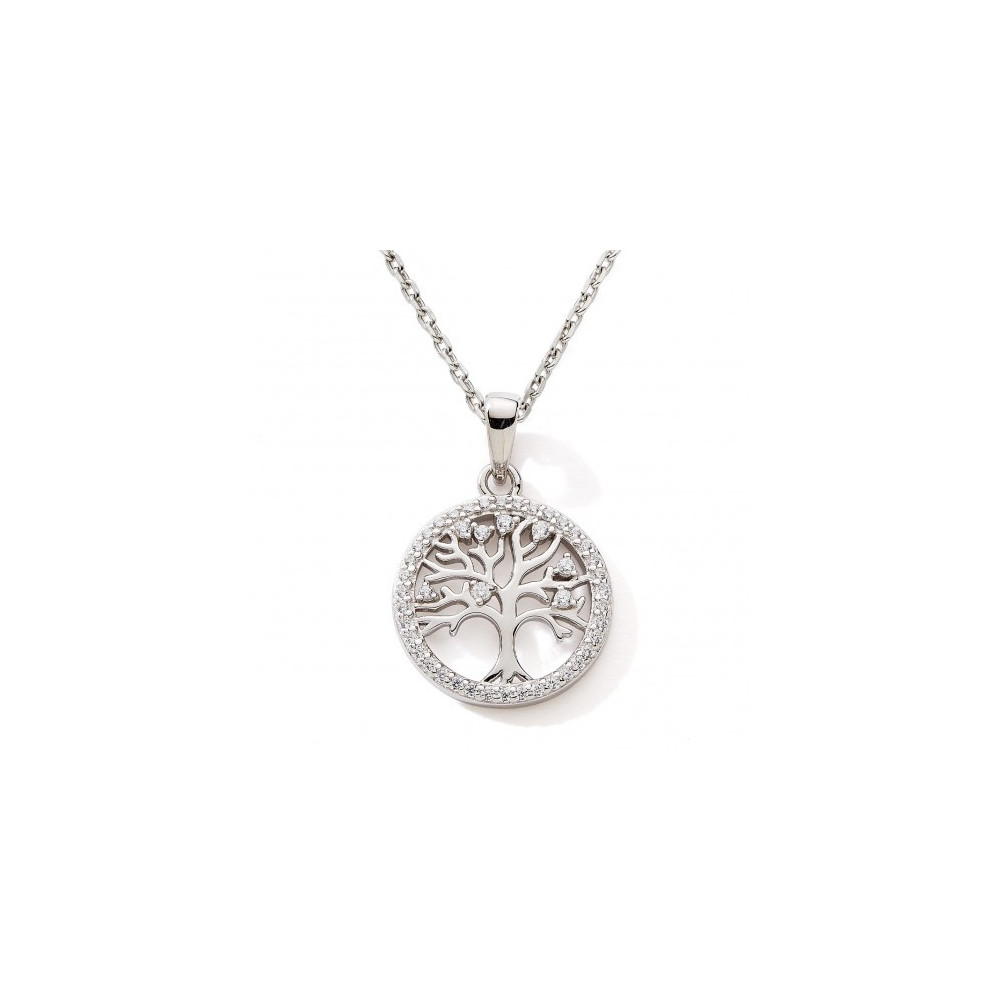 Le Collier argent 925/1000, arbre de vie et oxydes de zirconium by Stauffer
