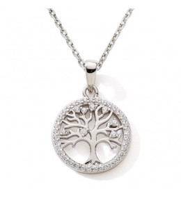 Le Collier argent 925/1000, arbre de vie et oxydes de zirconium by Stauffer