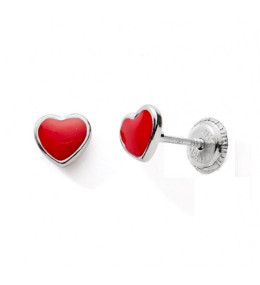 Les Boucles d'oreilles argent 925/1000, coeur laque by Stauffer