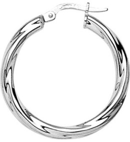 Les Boucles d'oreilles ARGENT by Stauffer - Boucles d'oreilles créoles, argent 925/1000, torsadées diamètre 20 mm by Stauffer