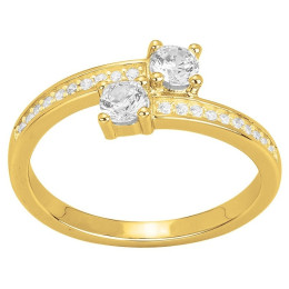 Bague toi et moi Plaqué Or et 22 oxydes de zirconium by Stauffer Ref. 76100236
