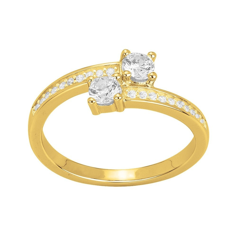 Bague toi et moi Plaqué Or et 22 oxydes de zirconium by Stauffer Ref. 76100236