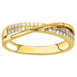 Bague croisée Plaqué Or et 28 oxydes de zirconium by Stauffer Ref. 76100234
