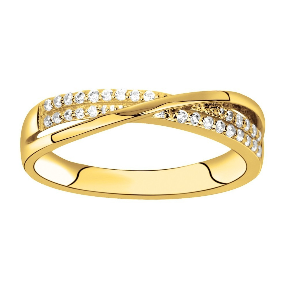 Bague croisée Plaqué Or et 28 oxydes de zirconium by Stauffer Ref. 76100234