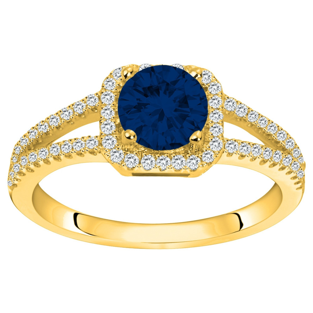 Bague Plaqué Or, 1 spinelle bleue et 64 oxydes de zirconium by Stauffer Ref. 76100257