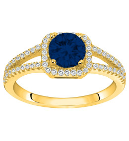 Bague Plaqué Or, 1 spinelle bleue et 64 oxydes de zirconium by Stauffer Ref. 76100257