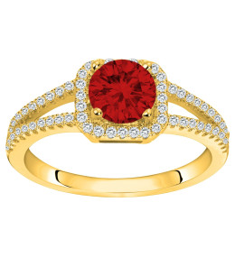 Bague Plaqué Or, 1 spinelle rouge et 64 oxydes de zirconium by Stauffer Ref. 76100256