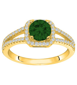 Bague Plaqué Or, 1 spinelle verte et 64 oxydes de zirconium by Stauffer Ref. 76100255