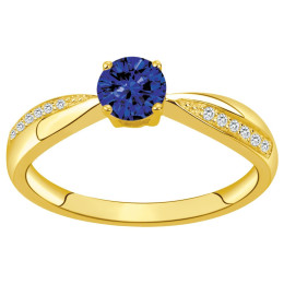 Bague Plaqué Or, 1 spinelle bleue et 12 oxydes de zirconium by Stauffer Ref. 76100254