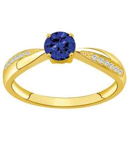 Bague Plaqué Or, 1 spinelle bleue et 12 oxydes de zirconium by Stauffer Ref. 76100254